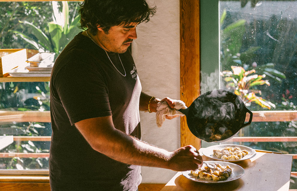 a person cooking in the kitchen