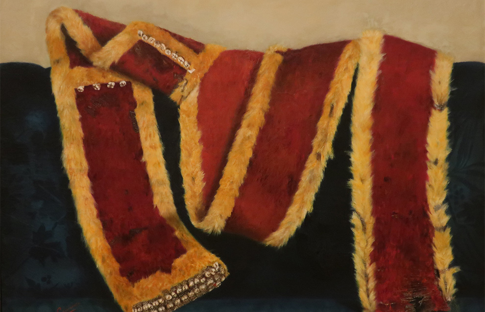 a closeup of a painting of fabric