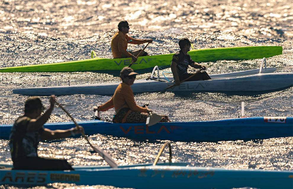 a group of people kayaking together