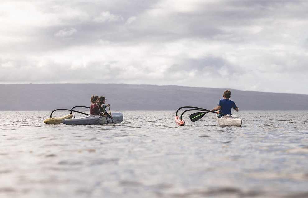 two kayaks out in the ocean