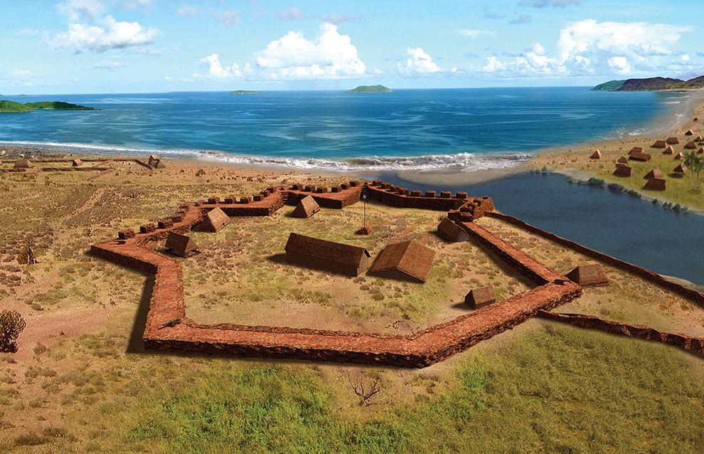 a hexagonal structure on a beach