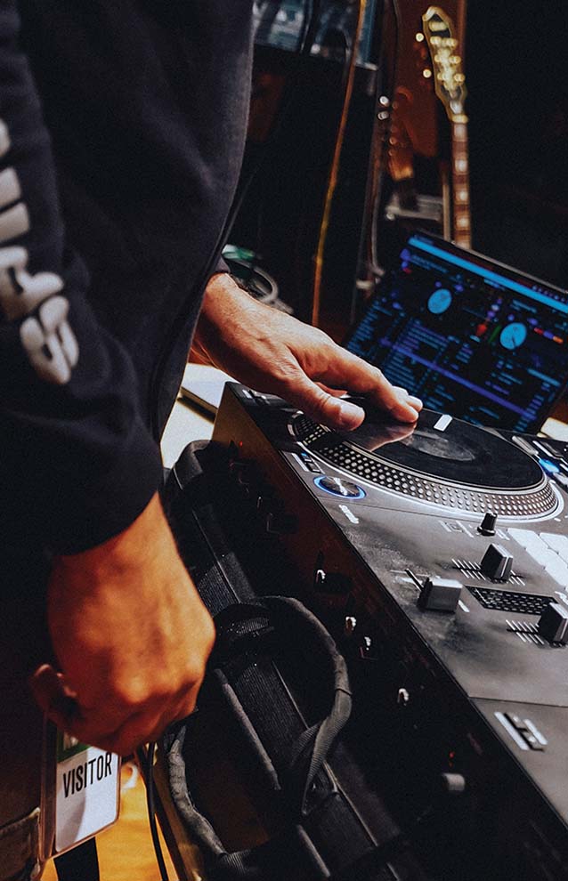 a person using a turntable