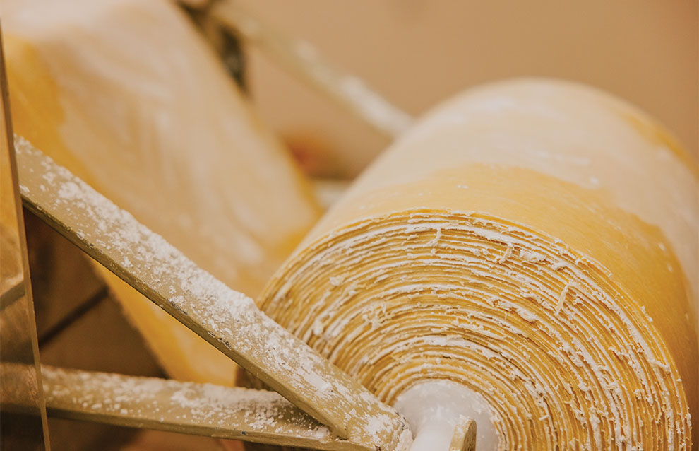 closeup of a roll of dough