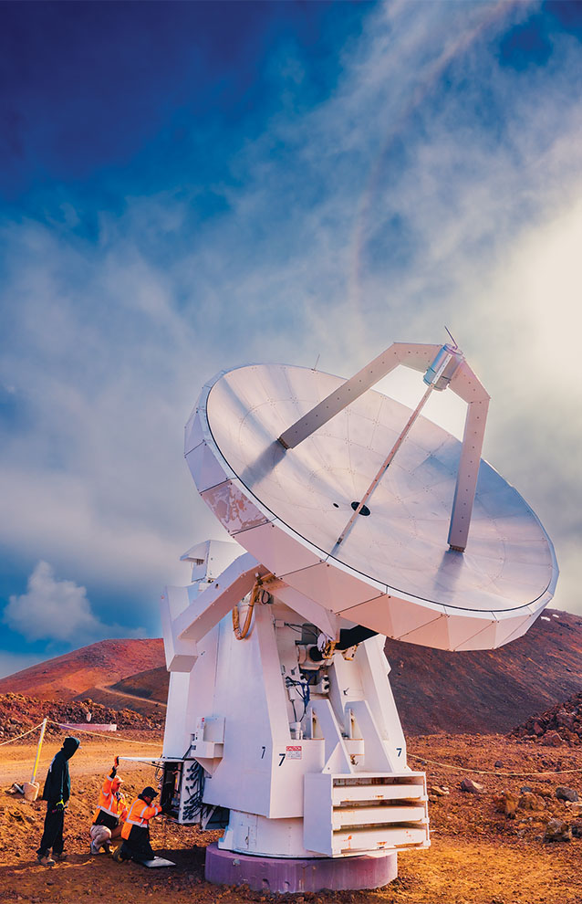 a big satellite dish in the middle of nowhere