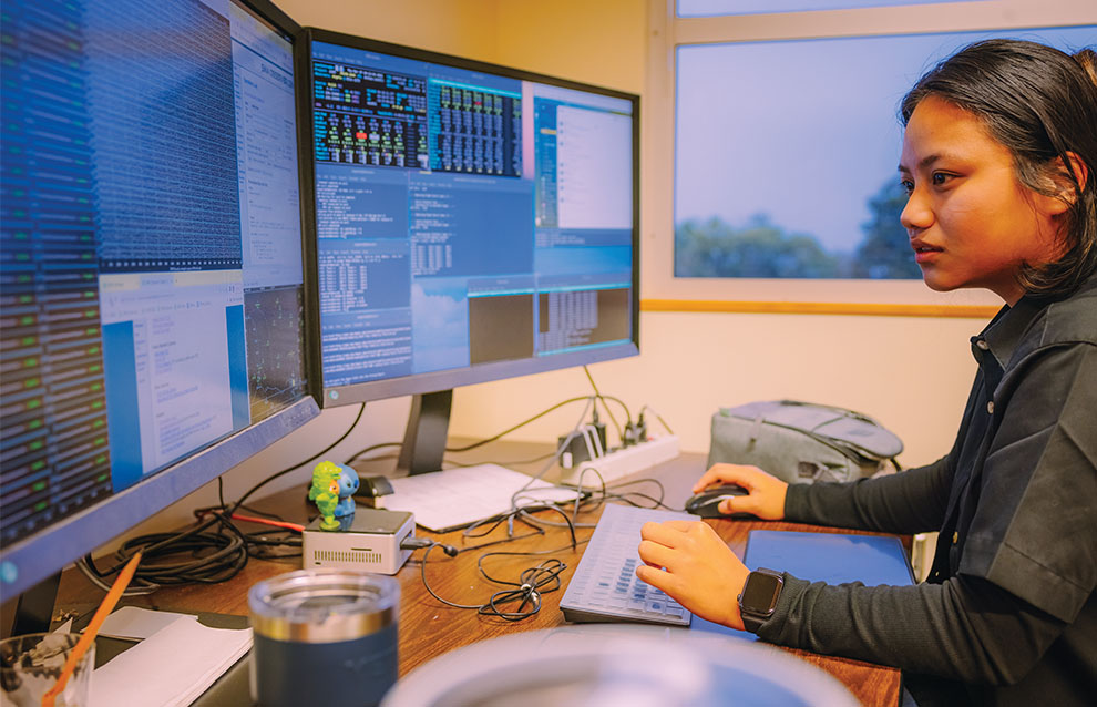 a person using a computer 