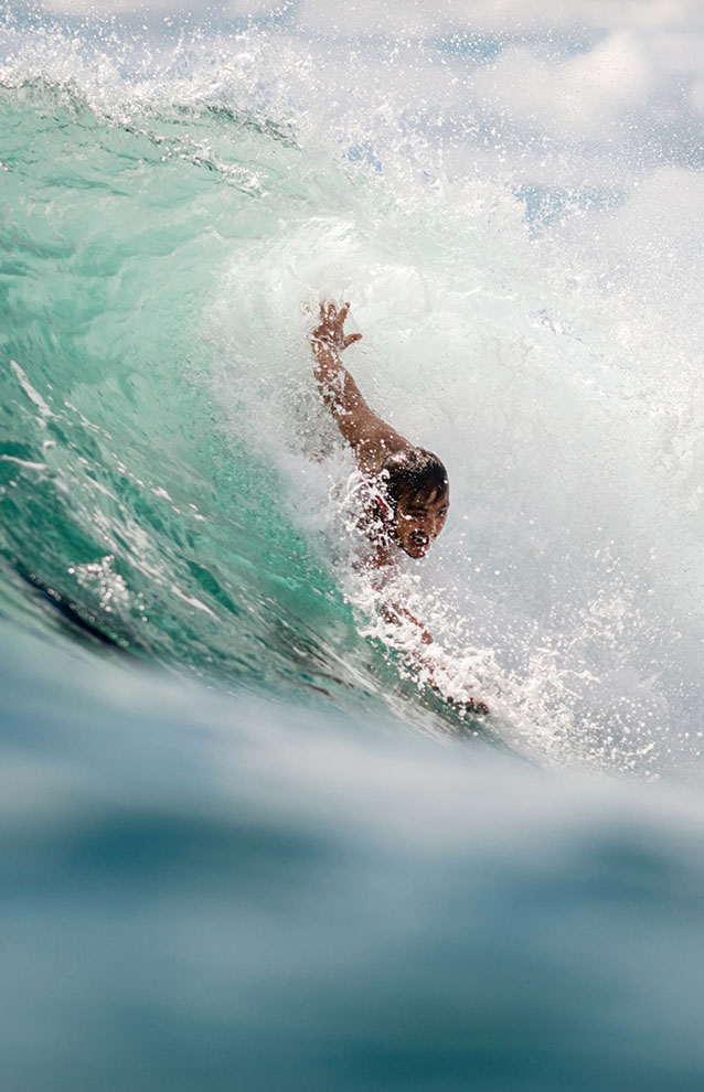 person riding a wave