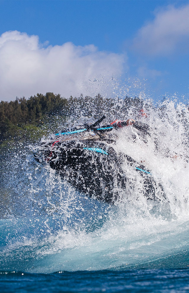 a closeup of a person riding a jetski 